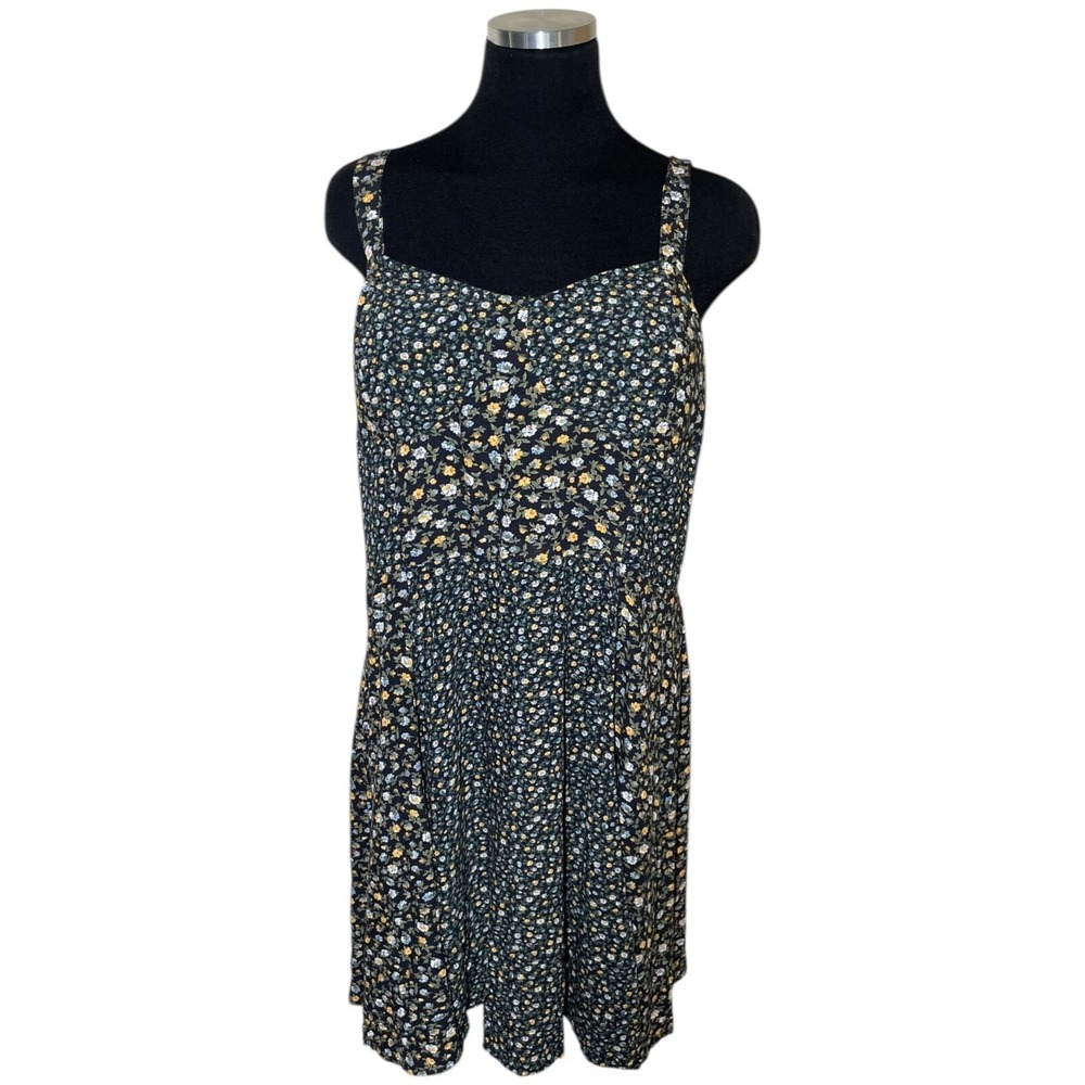 American Eagle Dress Size XL Smocked Sleeveless Ditsy Floral Fairy Grunge Padded